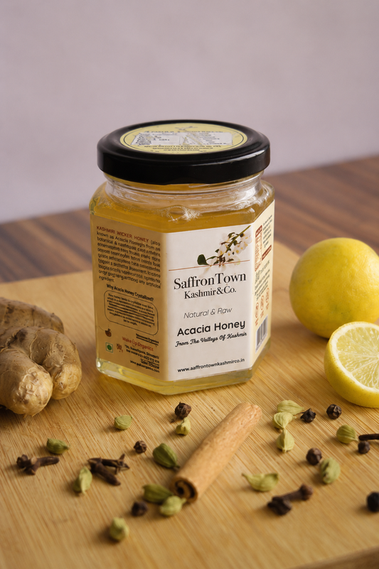 SaffronTownKashmir&Co.™ Kashmiri Acacia Honey | 100% Pure Raw Natural Honey | Unprocessed & Unfiltered