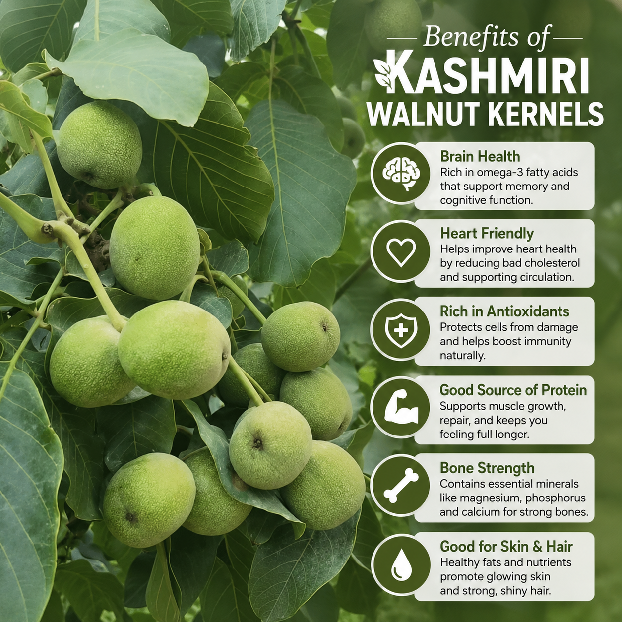 SaffronTownKashmir™ Premium Kashmiri Walnut Kernels Naturally Harvested Akhrot Giri, Heart-Healthy Omega-3 Source, Fresh & Crunchy Dry Fruit for Snacking, Baking & Gifting, Gluten-Free, No Preservatives